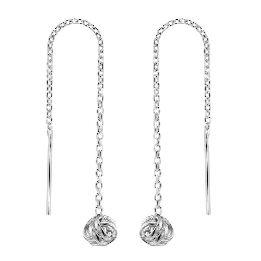 Oorbellen WeLoveSilver | Zilveren Chain Oorbellen, Knoopje