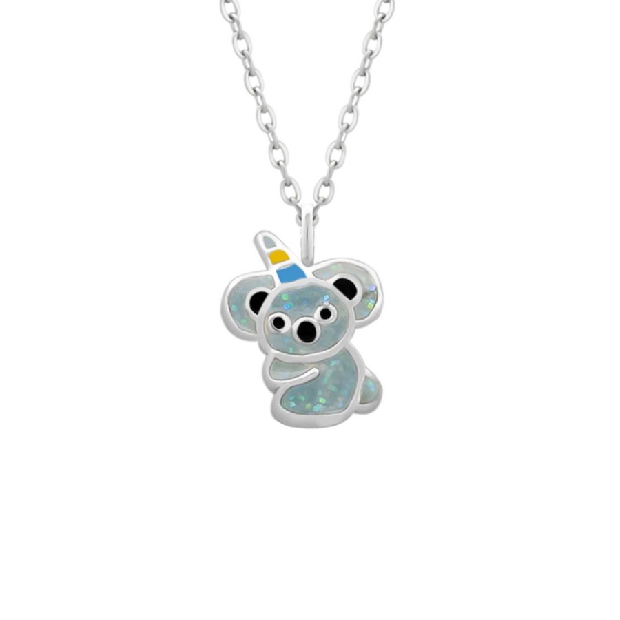 Kids Collectie WeLoveSilver | Zilveren Ketting Met Hanger, Koala Eenhoorn Met Glitters