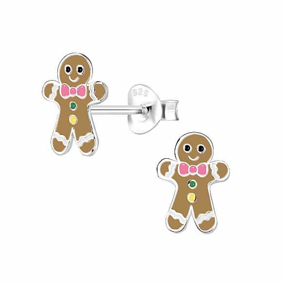 Kids Collectie WeLoveSilver | Zilveren Oorstekers, Gingerbread Mannetje