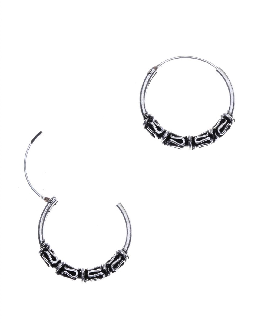 Oorbellen WeLoveSilver | Zilveren Bali Hoops, Slingermotiefjes, 20 Mm