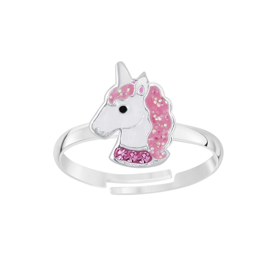 Kids Collectie WeLoveSilver | Zilveren Ring Met Eenhoorn Hoofd, Roze