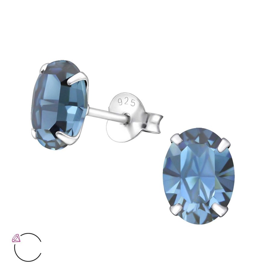 Oorbellen WeLoveSilver | Zilveren Oorstekers Met Swarovski Kristal, Twee Kleuren Blauw