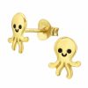 Kids Collectie WeLoveSilver | Gold Plated Oorstekers, Octopus Met Blij Gezicht