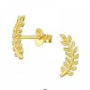 Oorbellen WeLoveSilver | Gold Plated Oorstekers, Blad