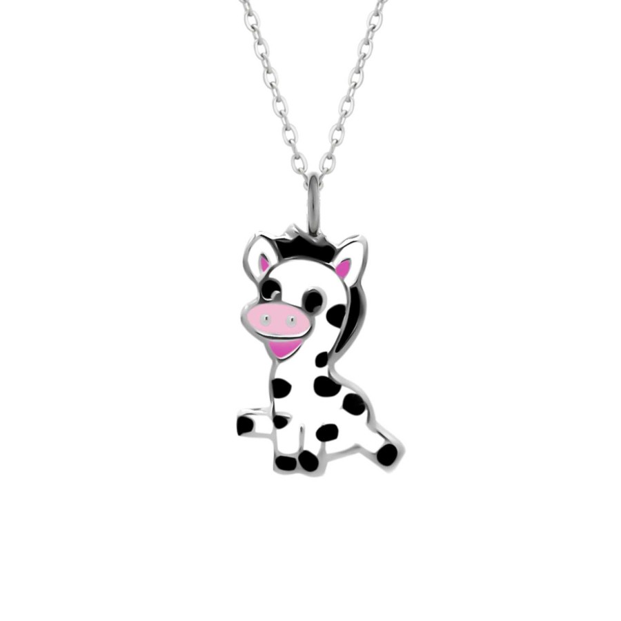 Kids Collectie WeLoveSilver | Zilveren Ketting Met Hanger, Blije Koe