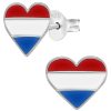 Kids Collectie WeLoveSilver | Zilveren Oorstekers, Hart Met Nederlandse Vlag