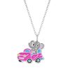 Kids Collectie WeLoveSilver | Zilveren Ketting Met Hanger, Olifant In Roze Auto