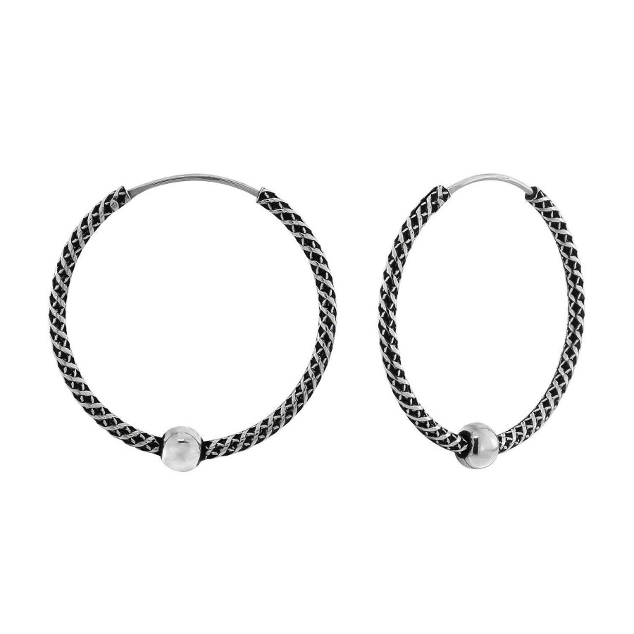 Oorbellen WeLoveSilver | Zilveren Oorringen, Bali Hoops, Gedraaid Met Bolletje