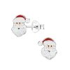 Kids Collectie WeLoveSilver | Zilveren Oorstekers, Kerstman Hoofd Met Glitter Baard