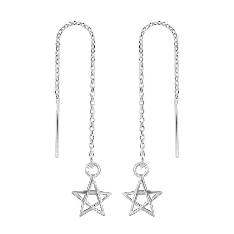 Oorbellen WeLoveSilver | Zilveren Chain Oorbellen, Pentagram