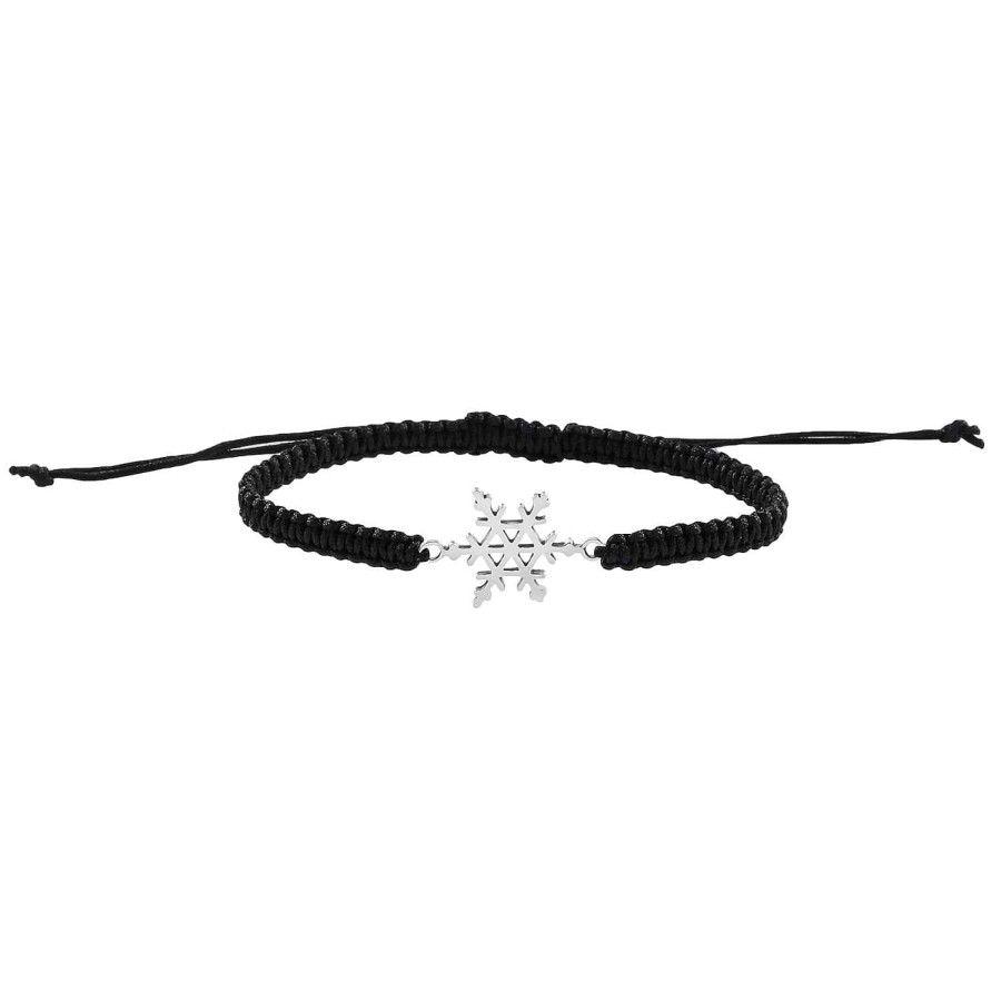 Armbanden WeLoveSilver | Katoenen Armband Met Zilveren Sneeuwvlok