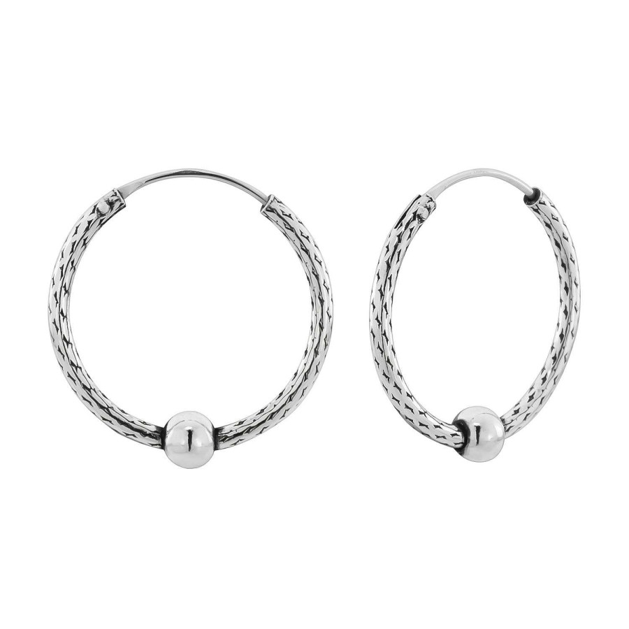 Oorbellen WeLoveSilver | Zilveren Oorringen, Bali Hoops, Bewerkt Met Bolletje