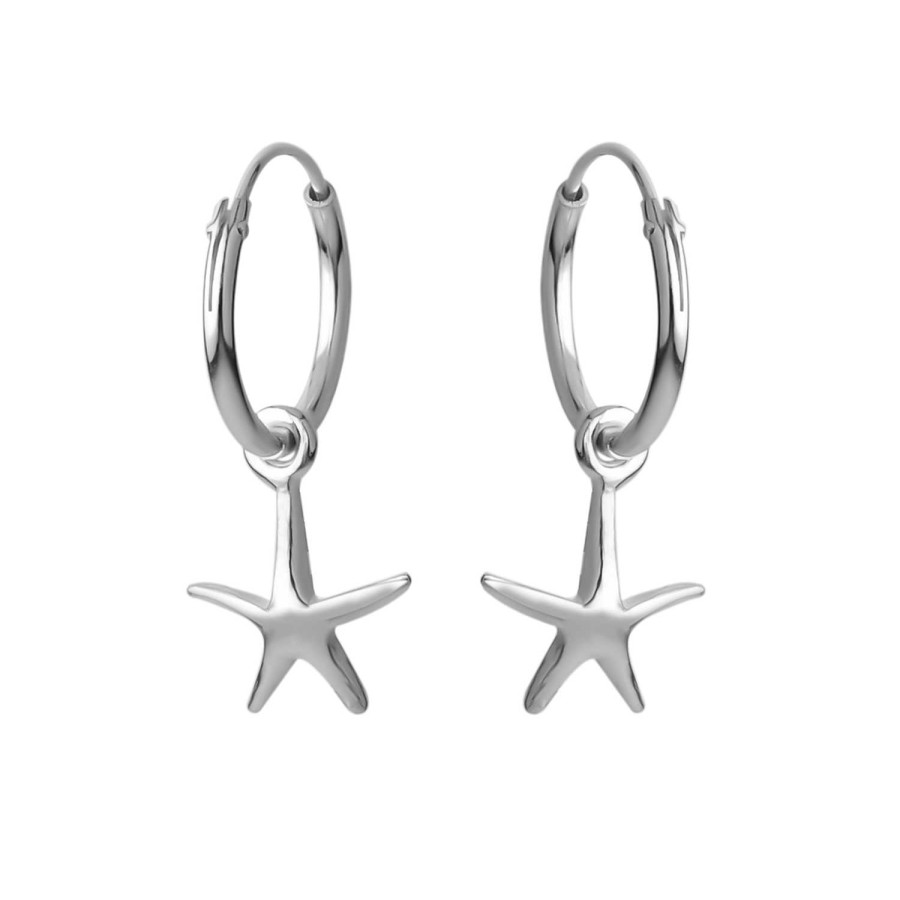 Oorbellen WeLoveSilver | Zilveren Oorringen Met Hanger, Zeester