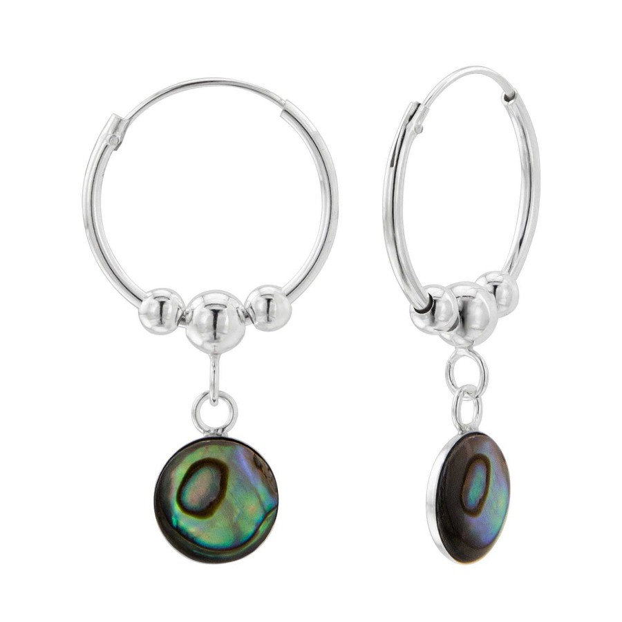 Oorbellen WeLoveSilver | Zilveren Oorringen Met Hanger, Cirkel Van Abalone En Bolletjes