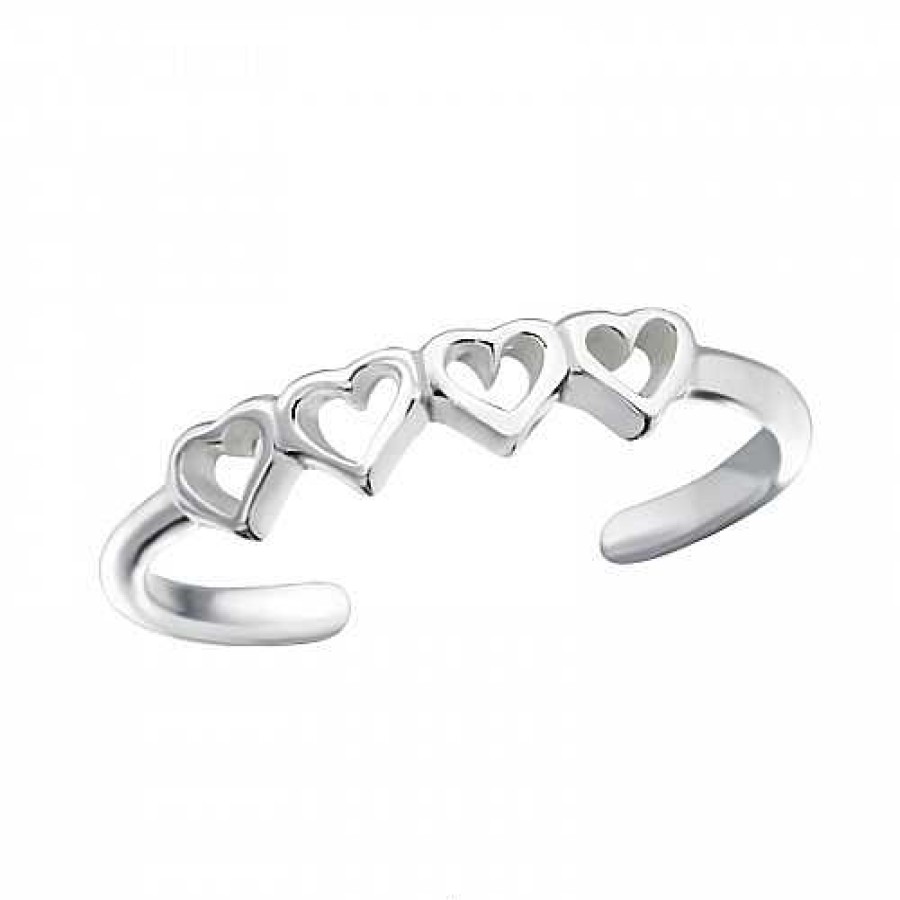 Ringen WeLoveSilver | Zilveren Teenring, Vier Hartjes