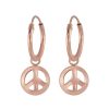 Oorbellen WeLoveSilver | Rose Gold Plated Oorringen Met Peace Teken