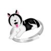 Kids Collectie WeLoveSilver | Zilveren Ring, Zwarte Husky