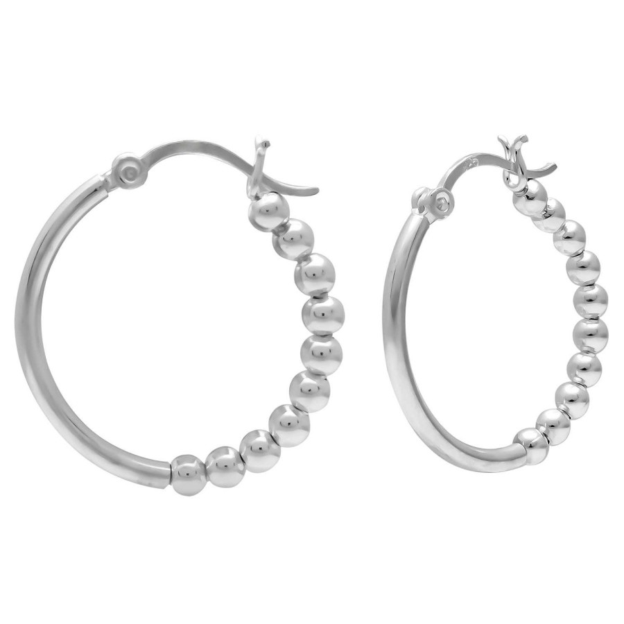 Oorbellen WeLoveSilver | Zilveren Oorringen, Bali Hoops Helft Met Bolletjes