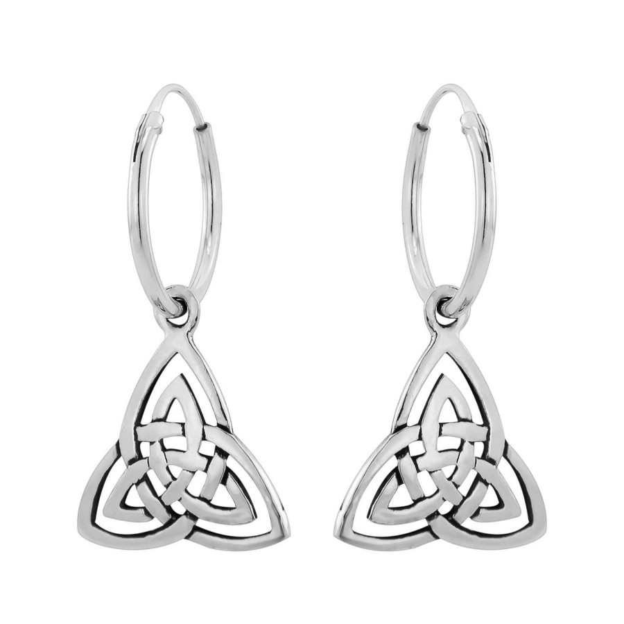 Oorbellen WeLoveSilver | Zilveren Oorringen Met Hanger, Dubbele Triquetra