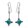 Oorbellen WeLoveSilver | Zilveren Oorhangers, Gedraaid Staafje Met Turquoise Steen En Bolletjes