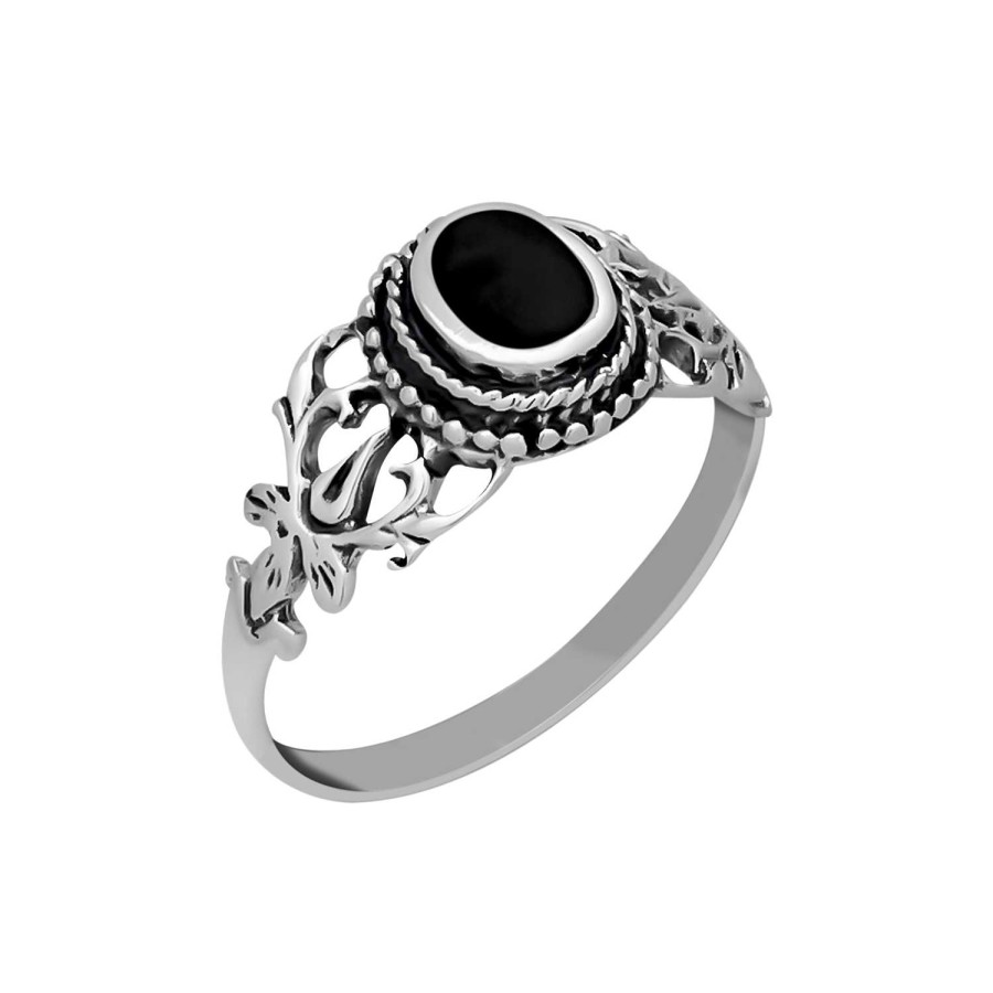 Ringen WeLoveSilver | Zilveren Ring, Opengewerkt, Met Onyx