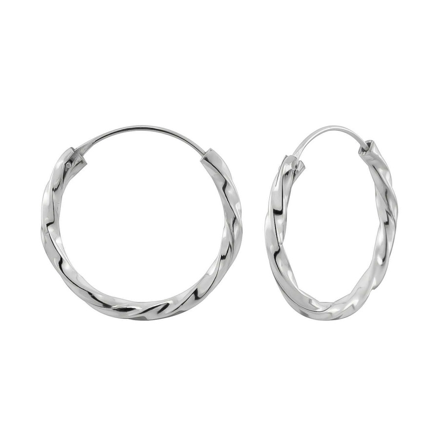 Oorbellen WeLoveSilver | Zilveren Oorringen, Gedraaide Band, 20 Mm