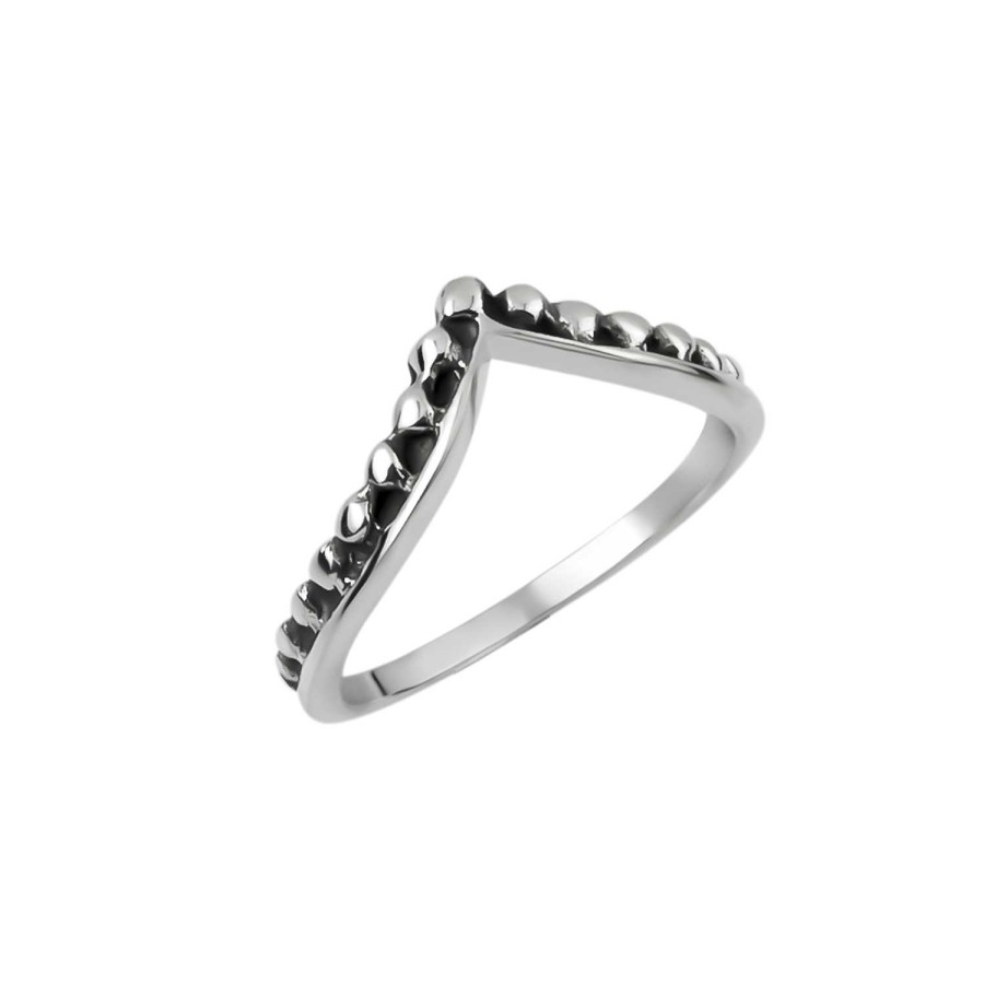 Ringen WeLoveSilver | Zilveren Ring, V-Model Met Bolletjes