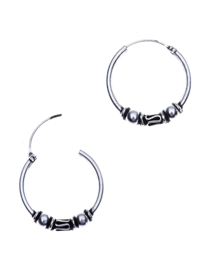 Oorbellen WeLoveSilver | Zilveren Bali Hoops, Bolletjes Met Slingertje, 20 Mm