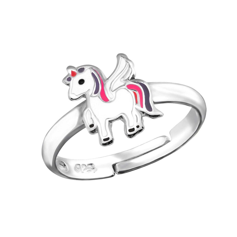 Kids Collectie WeLoveSilver | Zilveren Ring Eenhoorn Met Vleugels