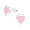 Kids Collectie WeLoveSilver | Zilveren Oorstekers, Roze Hart Met Glitters En Gladde Rand